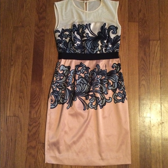 New York & Company Dresses & Skirts - Classy Satin dress with Illusion neckline
