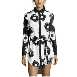 Floral Black and White Shirt Dress