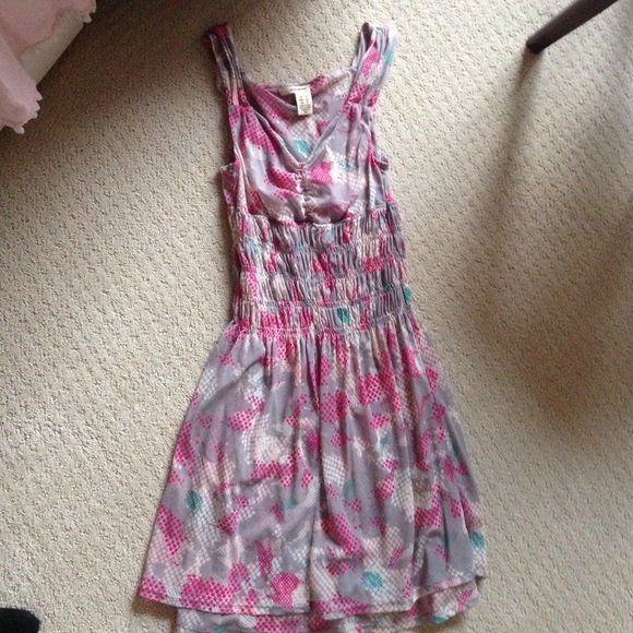 DKNY dress.  Grey, pinks and teal
