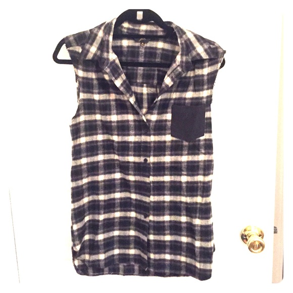 Jack flannel sleeveless shirt in Black and Tan