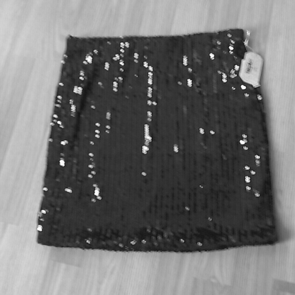 Black Sequin Mini Skirt