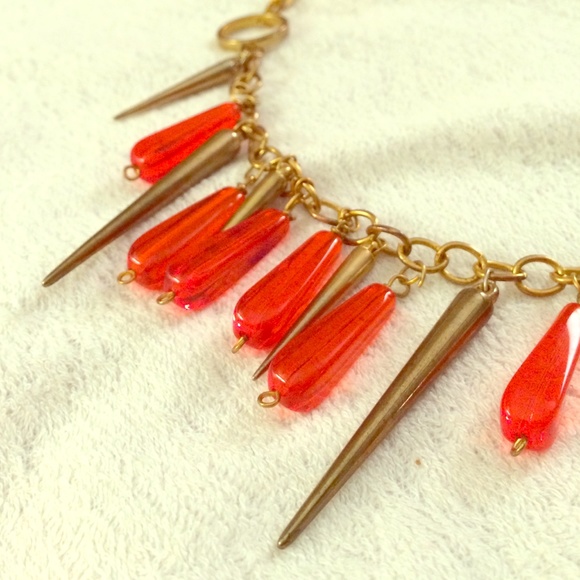 Orange and gold spike necklace