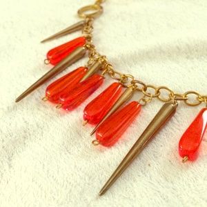 Orange and gold spike necklace