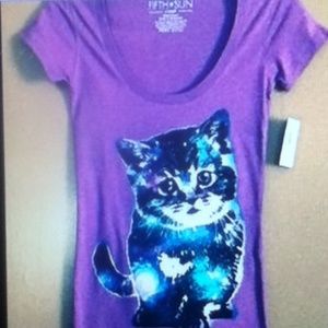 Purple Galaxy Cat Tee