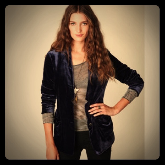 Free People Velvet Blazer (Navy)