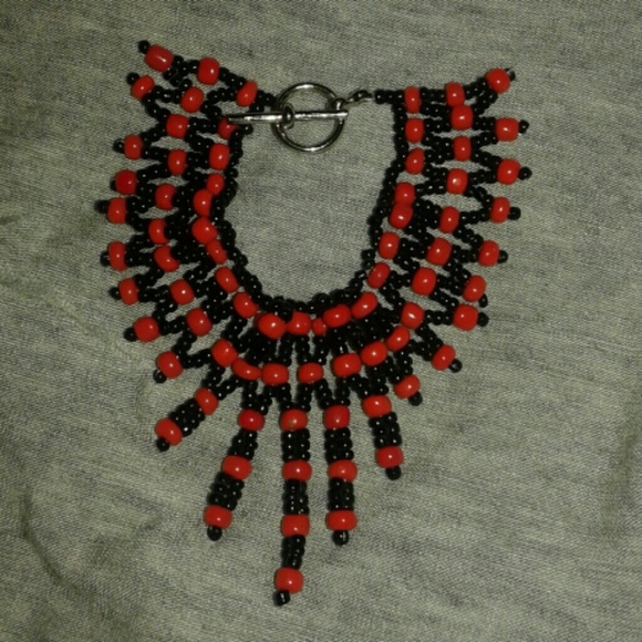 Handmade red and black bracelet