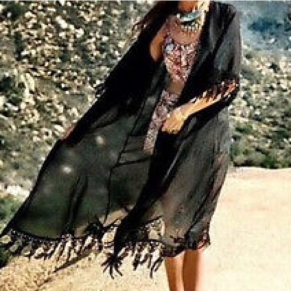 Jackets & Blazers - LAST ONE! 💘Trendy Black Long Sheer Kimono💘