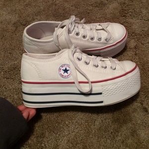 Platform white converse shoes