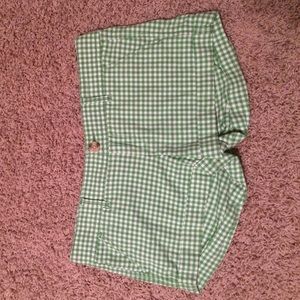 Abercrombie and Fitch green and white plaid shorts