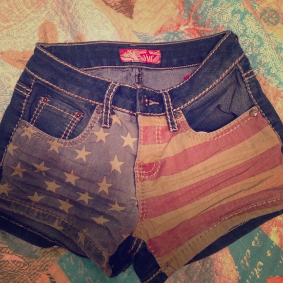 American Flag Mid Rise Kids Shorts - Picture 1 of 1