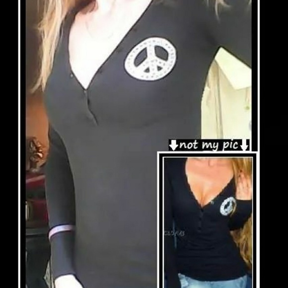 Victoria Secret Pink black thermal shirt RARE