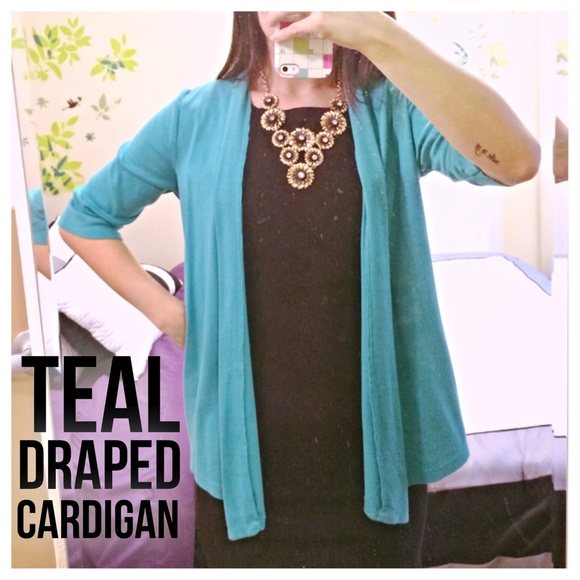 Teal draped cardigan