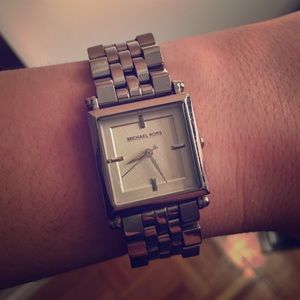 Michael Kors Silver Tone Square Faced Watch