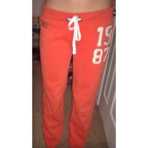 Orange Aeropostale sweatpants.