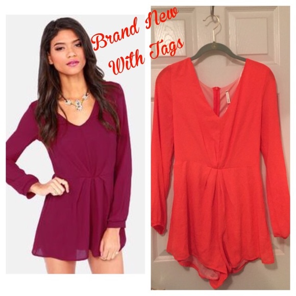 Sage Pants - BNWT orange/coral long sleeve romper