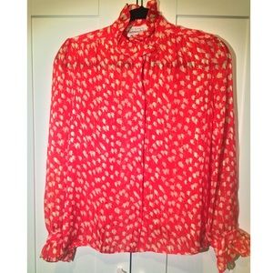 100% Silk Vintage Sutton Bloomingdales red blouse
