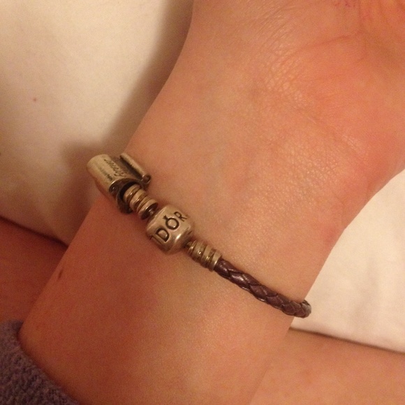 Dark purple leather pandora bracelet