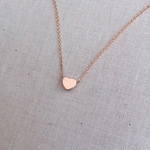 Rose Gold Block Heart Charm with Rose Gold Chain