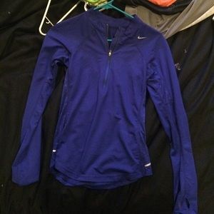 Blue nike dri fit running jacket