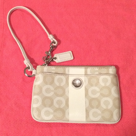 Coach Handbags - White and cream signature Coach wristlet
