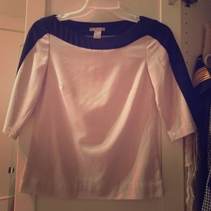 H&m black and soft light beige color block blouse
