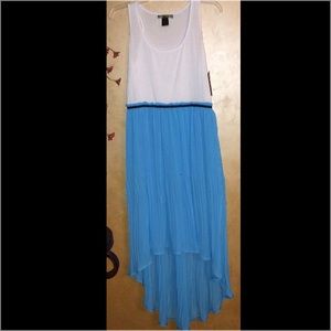 Women's, New, High-Low, Aqua & White Dress