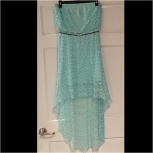 Women's Strapless High-Low Dress with leather belt