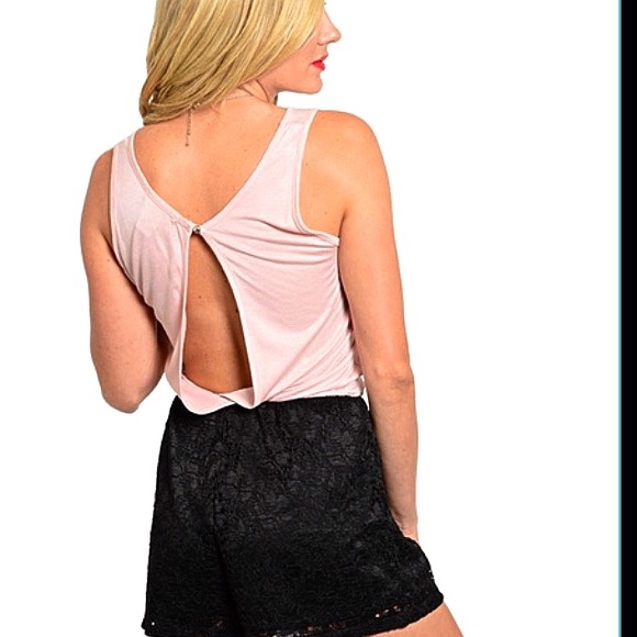 🎉HP🎉 Pink and black romper lace contrast detail - Picture 2 of 2