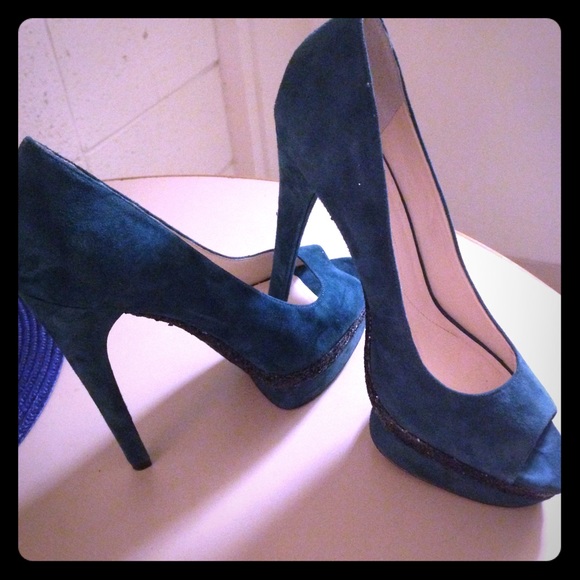 Teal and sequins heels/stilettos