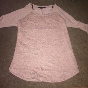 Blush pink shirt with lace front