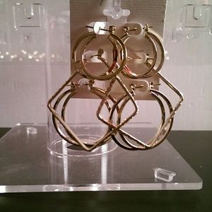 Women's 3 Pack Gold Earrings NWT