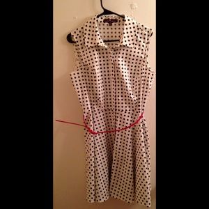White & Black Polka Dot Sleeveless Dress