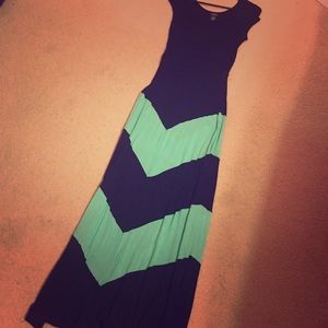 Light Teal and Black Summer Dress