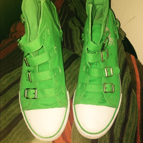 Lime green apple bottom shoe