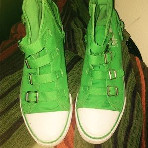 Lime green apple bottom shoe