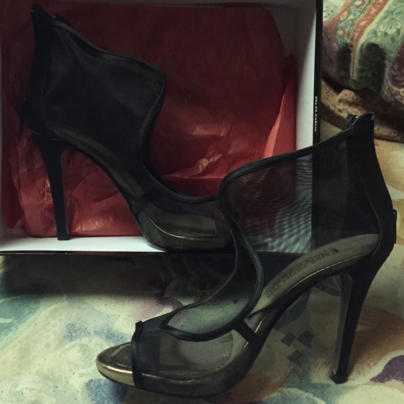 Black mesh heels