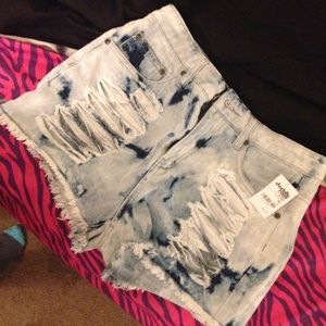 Charlotte Russe acid wash distressed denim shorts