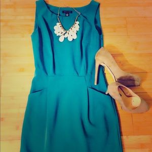 Teal business dress. Classy and professional!