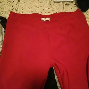 Heaven Sent Red Skinny Pants with Side Zipper