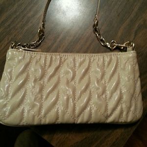 Pearl pink leather clutch bag