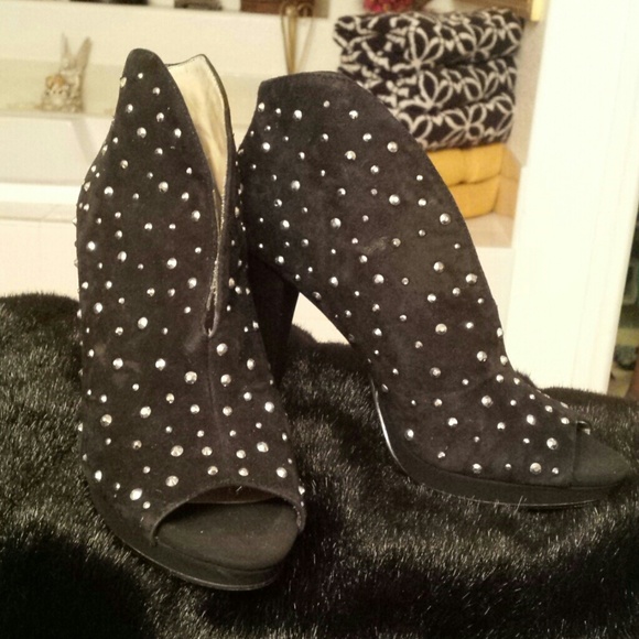 Black Inc Booties Shoes With Diamonds