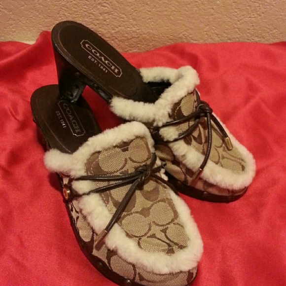 Coach Signature Wooden Clogs 7.5