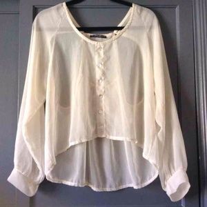 Brandy Melville Chiffon Ivory Cream Top S/M