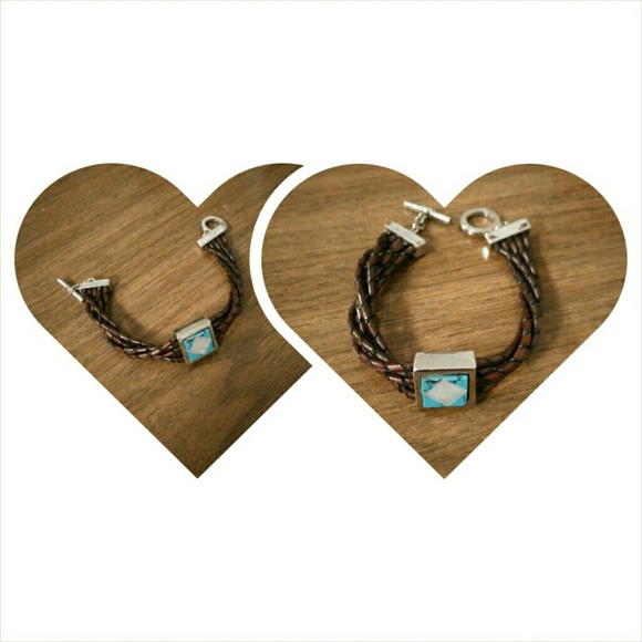 Brown Bracelet with Blue Stone