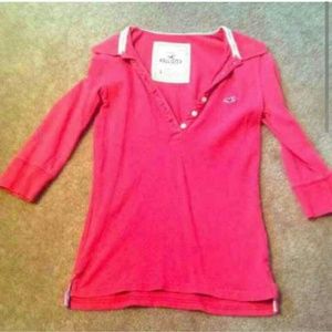 Pink hollister mid sleeve top💕