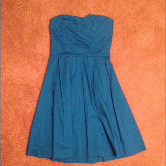 Strapless blue dress