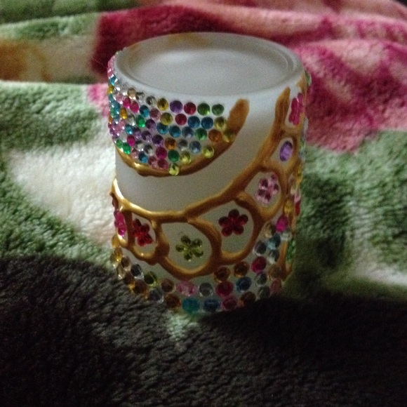 Tea light candle holder with golden tray - Picture 2 of 4