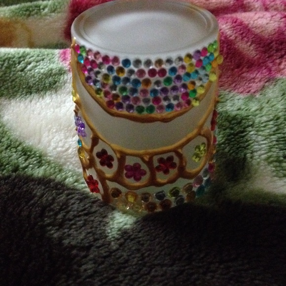 Tea light candle holder with golden tray - Picture 3 of 4
