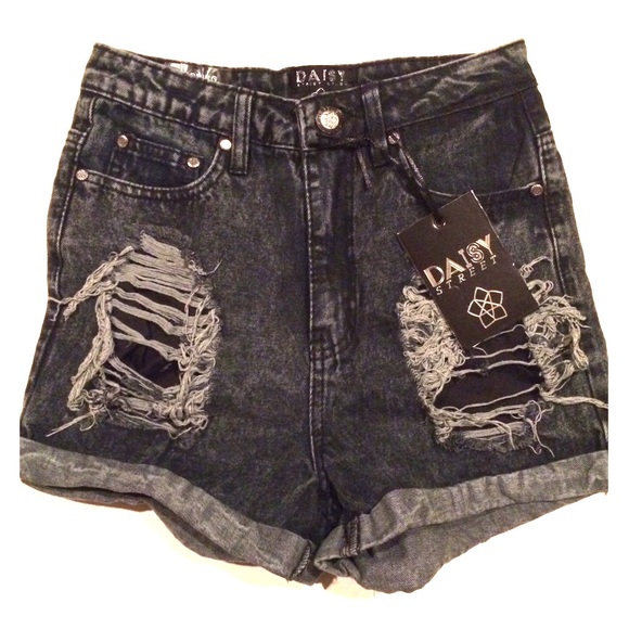 SOLD NWT Distressed High-Waisted Shorts