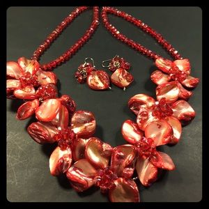 B14. Red Blister of Mother Pearl Necklace